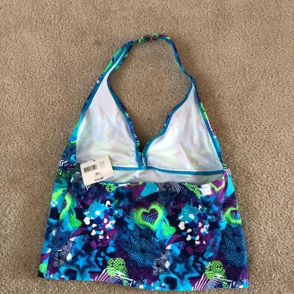 OP Bathing Suit for Girls -Tankini Top - Blue Multi - Size 16 1/2 New/NWT - Picture 2 of 2
